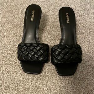 Express Women's Black Braided Slide Sandals